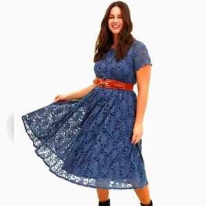 Like New Torrid Midi Lace Fit And Flare Dress